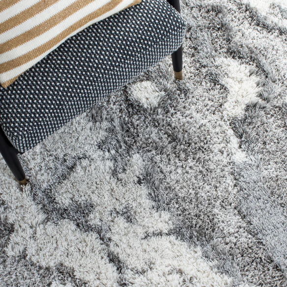Plush Abstract Neutral Pattern Shag Rug
