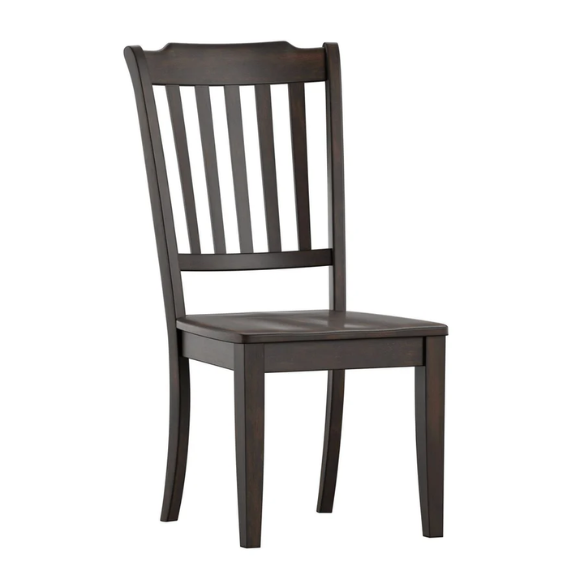 Slat-Back Solid Wood Dining Chairs – Set of 2 Farmhouse Kitchen or Dining Room Chairs