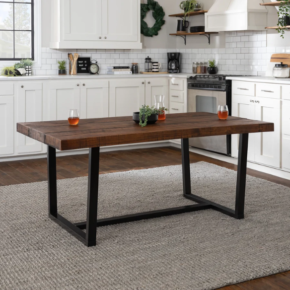 72-Inch Solid Wood Distressed Dining Table – Rustic Industrial Charm for Any Dining Room