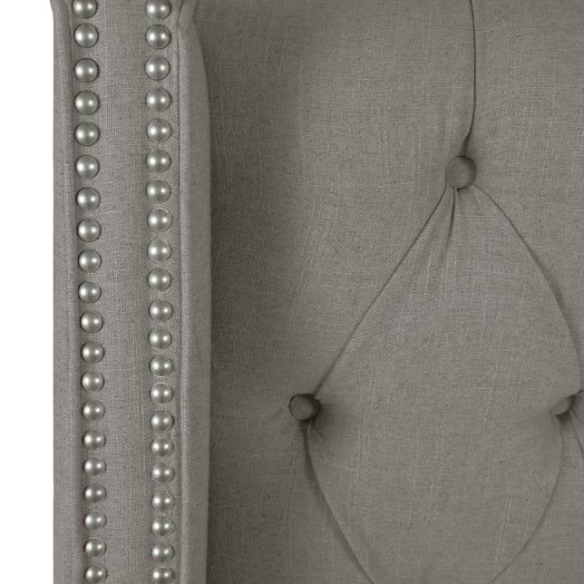 Chic Upholstered Wingback King Size Bed with Button Tufting and Nailhead Trim