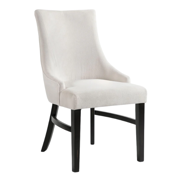Beige Upholstered Farmhouse Dining Chairs with Black Wooden Legs (Set of 2) – Padded Comfort Seating for Kitchen or Dining Room