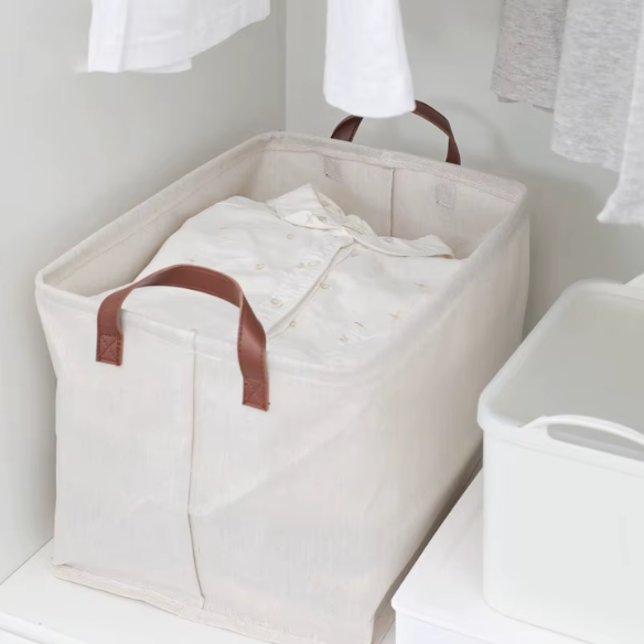 Collapsible Cotton Linen Laundry Basket – Stylish Hamper for Dirty Clothes and Toy Storage, Household Sundries Basket with Handle