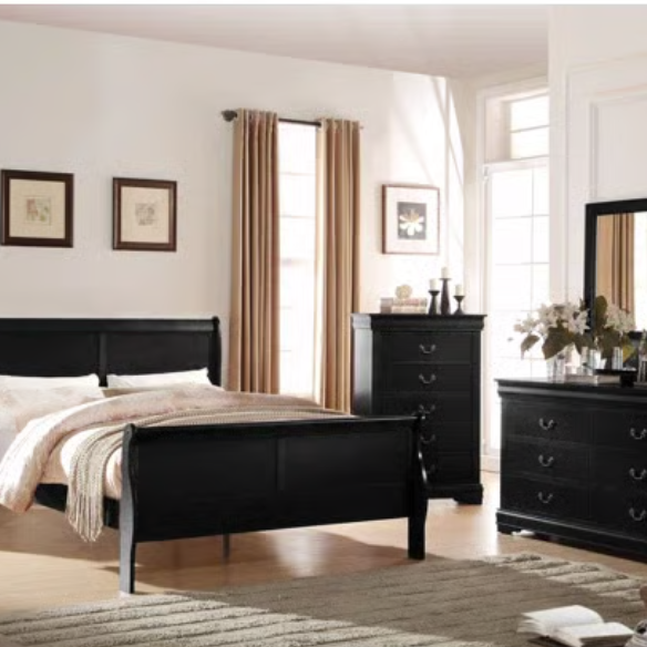 Sleek Glossy Finish 6-Piece Sleigh Aesthetic Twin Bedroom Set: Modern Elegance Redefined
