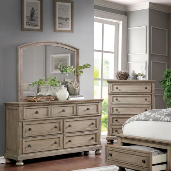 Rustic Farmhouse 3-Piece Queen Bedroom Set in Solid Grey Wood