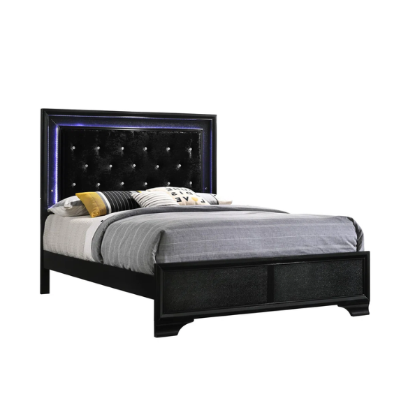 LED-Lit Black Framed 3-Piece Twin Bedroom Set – Modern, Stylish, & Illuminated Design