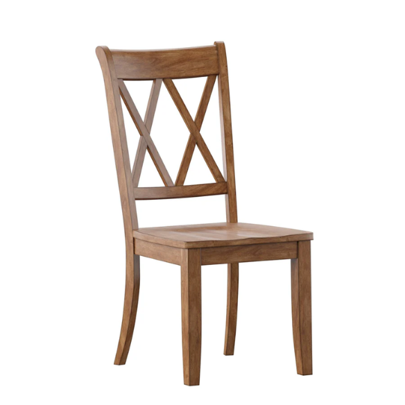 Farmhouse X-Back Solid Wood Dining Chairs (Set of 2) – Rustic Kitchen or Dining Room Seating