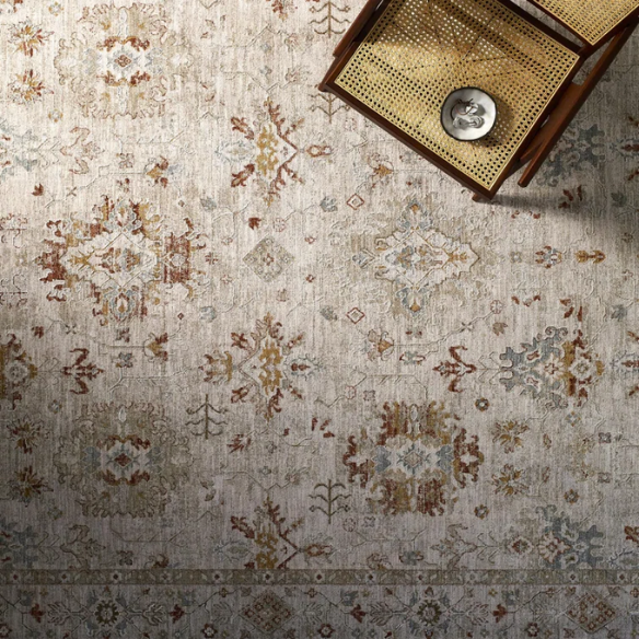 Elegant Oriental Rug – Stain-Resistant, High-Low Pile, Machine Woven with Fringed Detailing