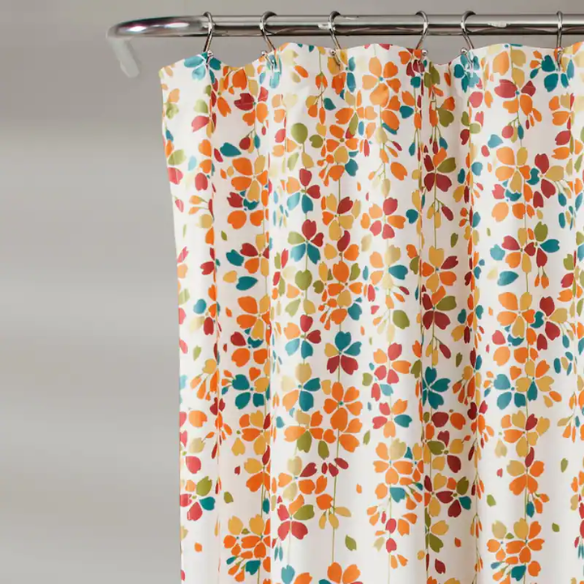 Orange, Teal, Yellow, and White Weeping Flower Shower Curtain – Vibrant Floral Bathroom Décor, 72" x 72"