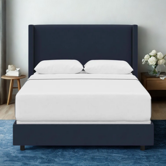 Cozy and Sleek Modern Queen Size Upholstered Wingback Bed