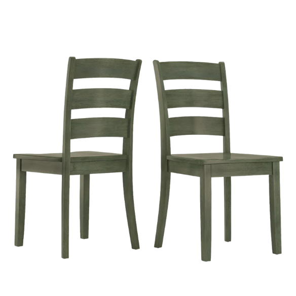 Farmhouse Ladder Back Dining Chairs – Set of 2 | Solid Wood, Distressed Finish
