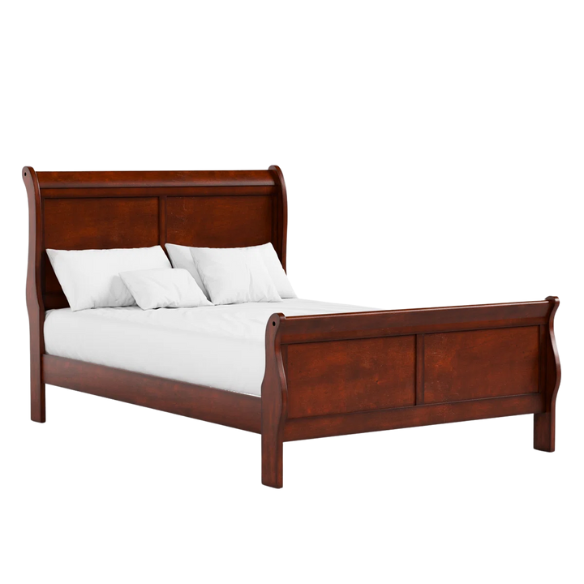 Elegant Queen Size Sleigh Wooden 3-Piece Bedroom Set with English Dovetail Design