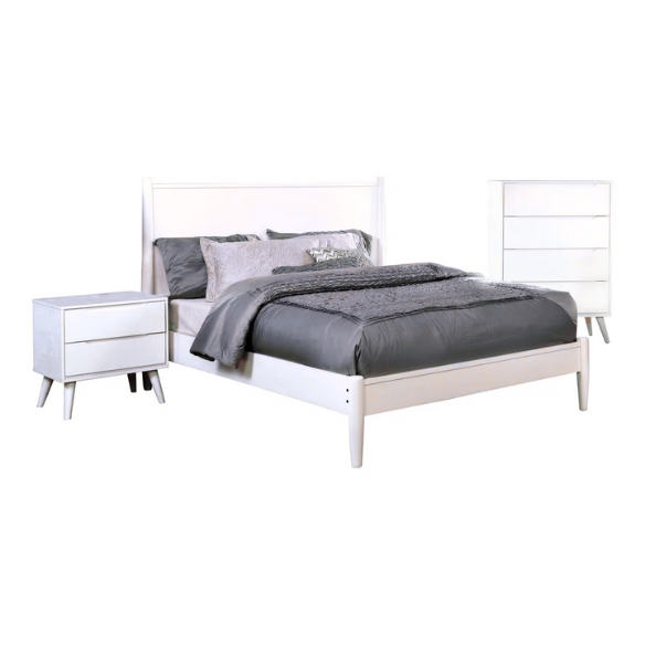 Chic White 3-Piece Bedroom Set: Timeless Style for Modern Living