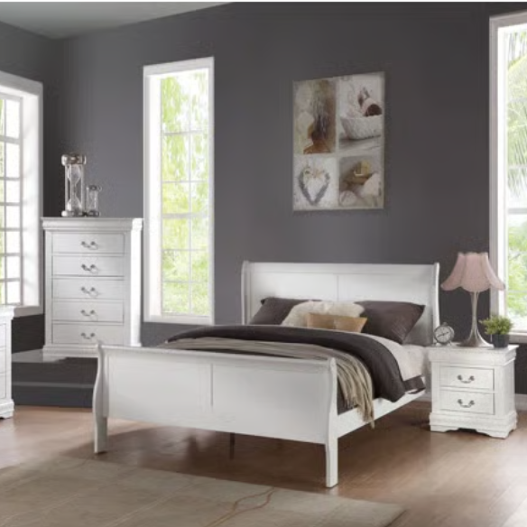 Sleek Glossy Finish 6-Piece Sleigh Aesthetic Twin Bedroom Set: Modern Elegance Redefined