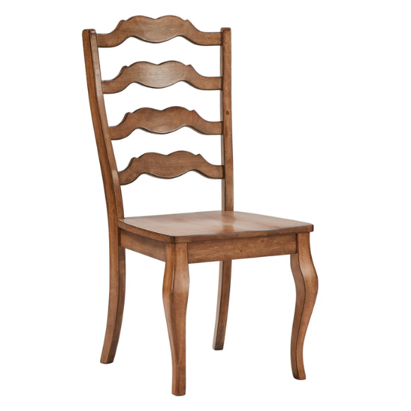 Rustic Ladder Back Solid Wood Dining Chairs (Set of 2) – Farmhouse Style Kitchen or Dining Room Seating