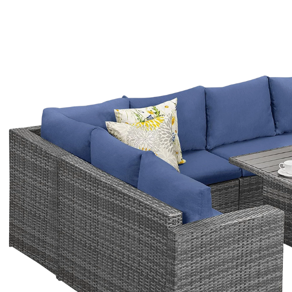 All-Weather Wicker Patio Furniture Set | Stylish Conversation Set with Cushioned Seats and Pillows | Perfect Outdoor Dining Solution