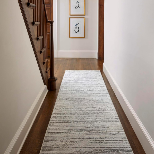 Modern Abstract Gray Area Rug – Stain-Resistant, High-Low Pile, Distressed Ivory Hues for a Relaxed, Stylish Touch