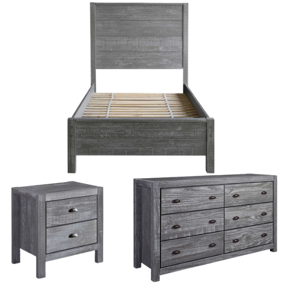 Rustic Solid Wood 3-Piece Twin Bedroom Set – Timeless Design & Durable Craftsmanship