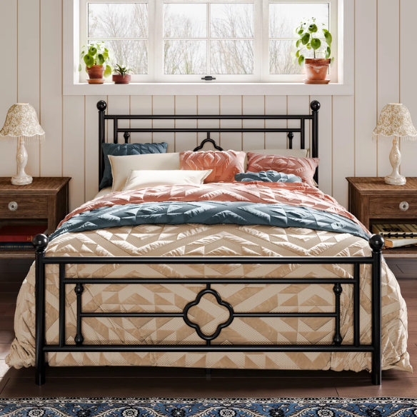 Durable Metal Platform Bed – Full Double Size with Sturdy Frame and Modern Design
