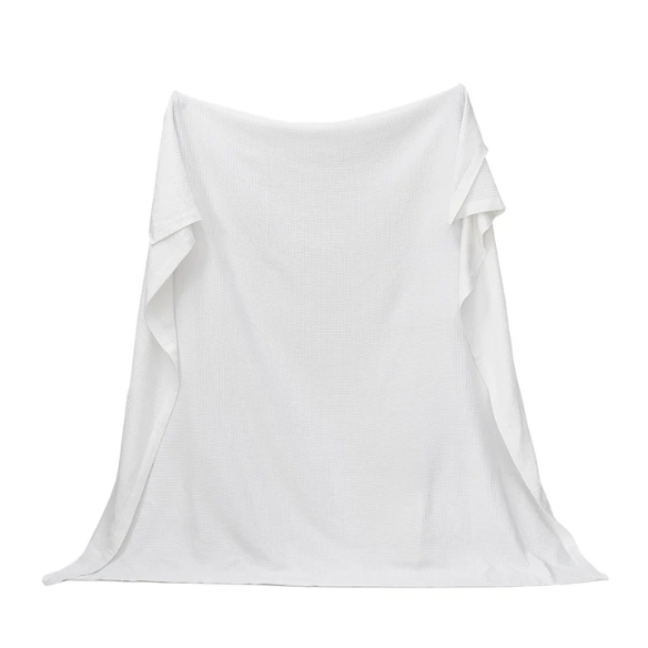 Cotton Waffle Weave Bed Blanket – White | All-Season Breathable Layer