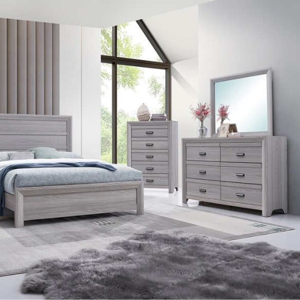 5-Piece Gray Panel Bedroom Set – Understated Elegance with Modern Minimalism, Sleek Lines, and Timeless Style