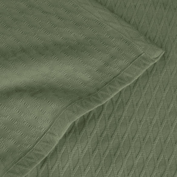 Green Weave Cotton Blanket – Elegant, Soft & Breathable All-Season Comfort
