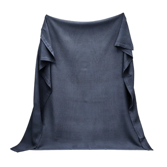 Cotton Waffle Weave Bed Blanket – Navy Blue | All-Season Breathable Layer