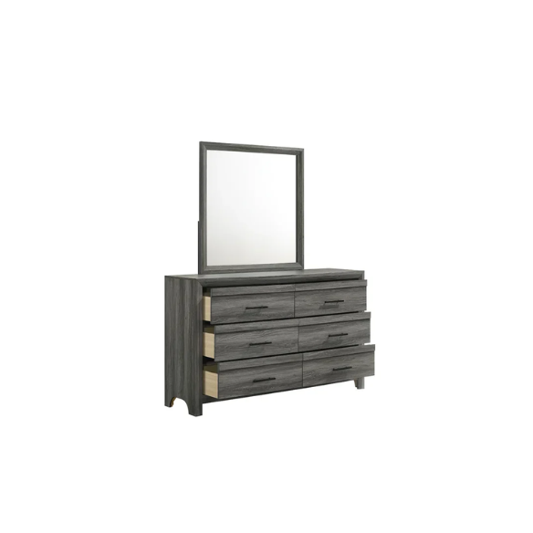 Stylish Dark Grey Wooden 5-Piece Twin Bedroom Set: Luxurious Rustic Solid Wood Design