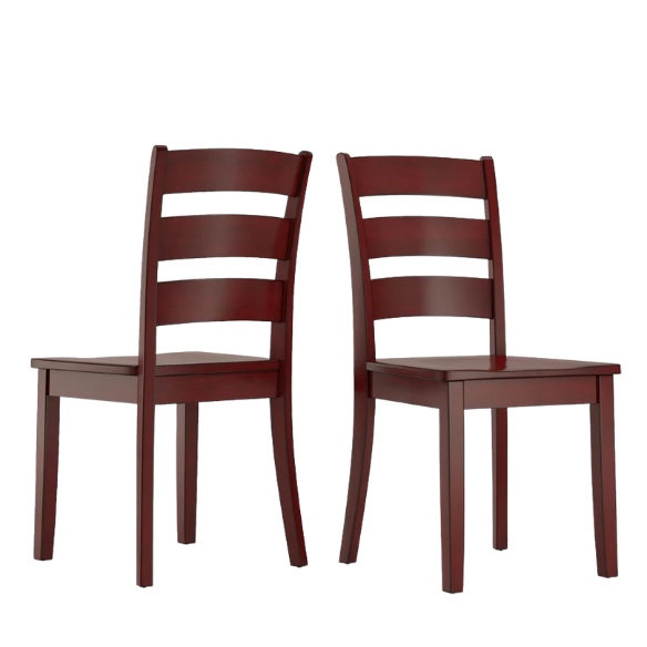 Farmhouse Ladder Back Dining Chairs – Set of 2 | Solid Wood, Distressed Finish