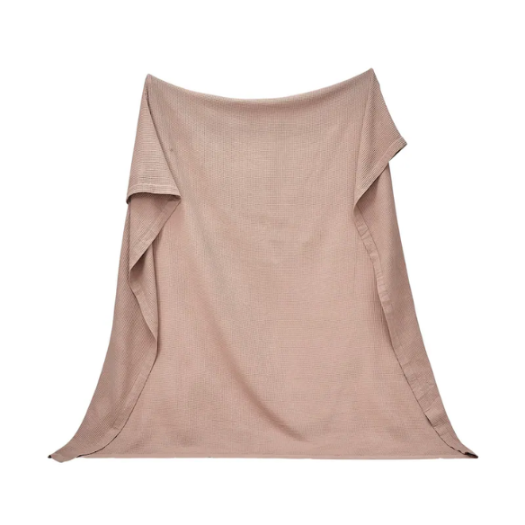 Cotton Waffle Weave Bed Blanket – Dusty Rose | All-Season Breathable Layer