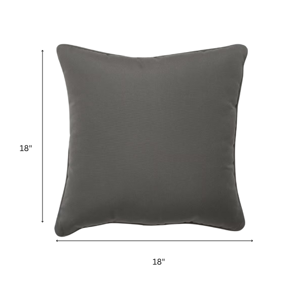 Set of 2 grey square throw pillows with corded edges and hidden zipper closure, made of soft cotton-blend twill fabric, perfect for modern and transitional home décor.