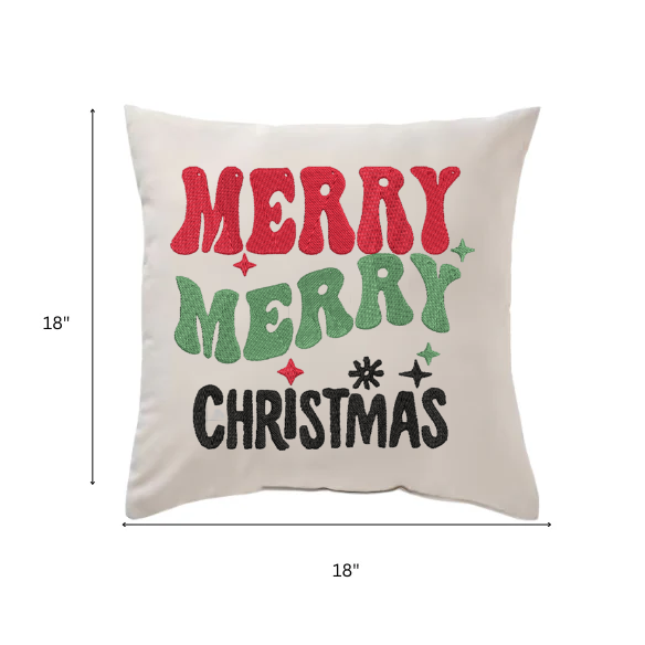 Bring Festive Cheer to Your Home with This Embroidered “Merry Merry Christmas” Holiday Pillow