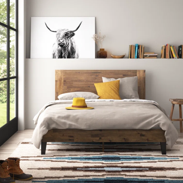Premium Solid Wood Low Profile Platform Bed – Full/Double Size with Sleek, Modern Design and Lasting Durability