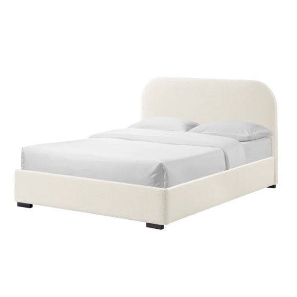 Bouclé Platform Bed with Arched Headboard – Modern Design, Easy Assembly, and Superior Comfort for King Size