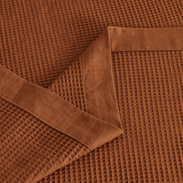 Cotton Waffle Weave Bed Blanket – Terracotta | All-Season Breathable Layer