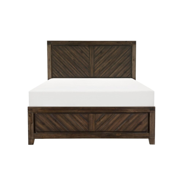 3-Piece Cherry Modern Panel Bedroom Set – Rustic Elegance with V-Matched Planks, Acacia Veneers, and Antiqued Hardware