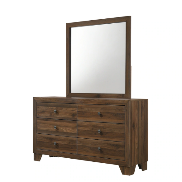 Elegant 5-Piece Cherry Brown Transitional Wood Grain Panel Bedroom Set with Timeless Style and Modern Touch