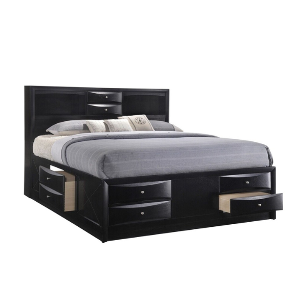 5-Piece Solid Wood Bedroom Set with Storage Bed, Bookcase, and Extra Drawers – Stylish and Functional Design for a Sophisticated Bedroom