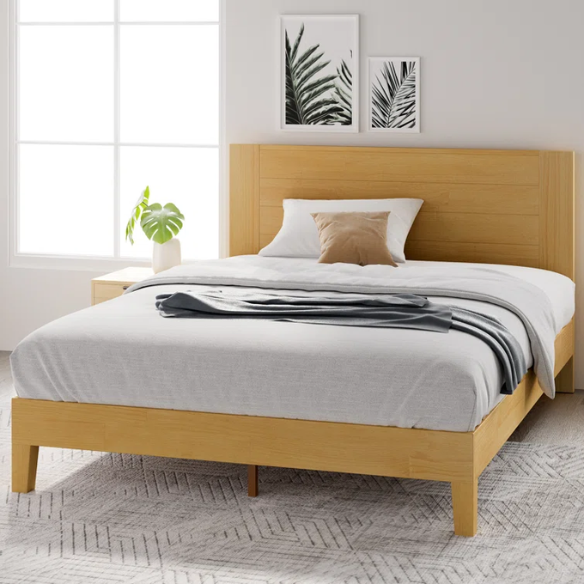 Premium Solid Wood Low Profile Platform Bed – Full/Double Size with Sleek, Modern Design and Lasting Durability