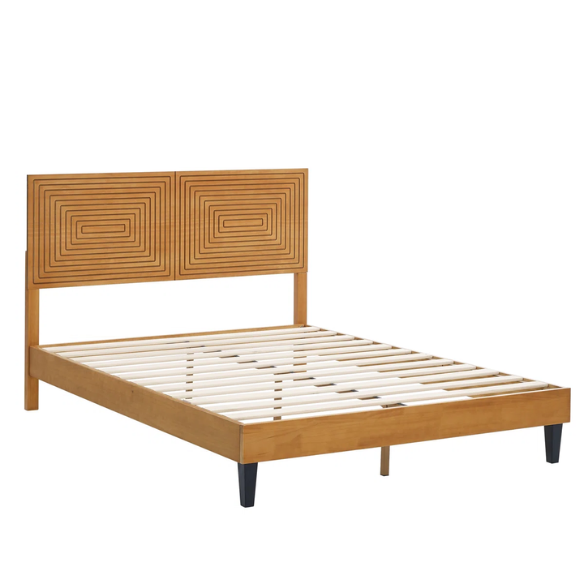 Bohemian-Inspired Solid Wood Full Double Bed – Aesthetic and Handcrafted Design