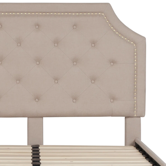 Elegant Button Tufted Upholstered Platform Bed Frame – Full Double Size with Modern Design