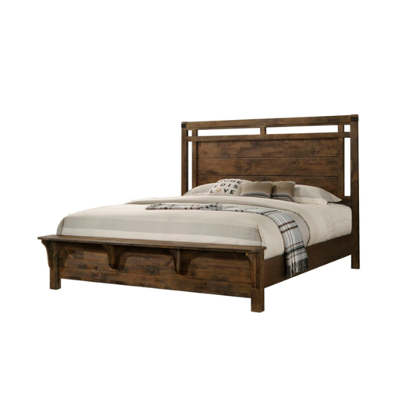 Timeless 6-Piece Brown Rustic Wood Panel Bedroom Set with Modern Design and Inviting Elegance