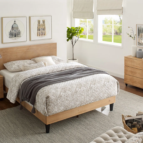 Bohemian-Inspired Solid Wood Full Double Bed – Aesthetic and Handcrafted Design