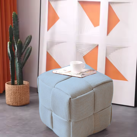 Blue Corduroy Ottoman – Stylish, Comfortable, and Durable Footrest for Home or Office