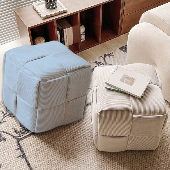 Blue Corduroy Ottoman – Stylish, Comfortable, and Durable Footrest for Home or Office