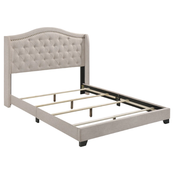 Button Tufted Upholstered Full Double Bed with Panel Headboard Design – Elegant and Comfortable with Premium Upholstery