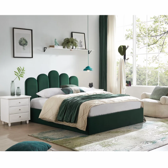 Elegant Hydraulic Velvet Upholstered Platform Bed – Full Double Size with Lift-Up Storage for Ultimate Space Saving