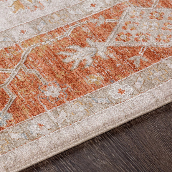Elegant Oriental Rug – Stain-Resistant, High-Low Pile, Machine Woven with Fringed Detailing