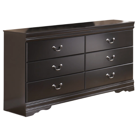 Chic 2-Piece Sleek Black Sleigh Twin Bedroom Set – Headboard and Dresser Combo