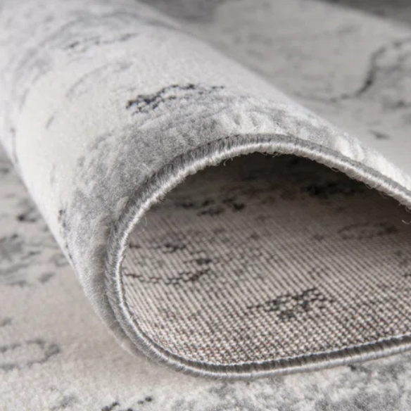 Distressed Oriental-Inspired Indoor Rug – Gray, Silver & Ivory Medallion Pattern, Stain-Resistant, Fade-Resistant, Perfect for Traditional & French Country Décor