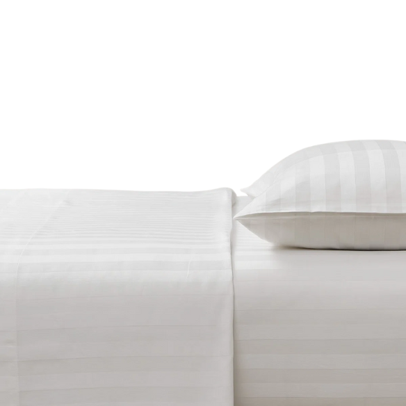 4-Piece Luxury Bed Sheet Set – Fitted & Flat Sheets with Pillowcases | Solid Stripe Bedding for Twin, Full, Queen, King Sizes